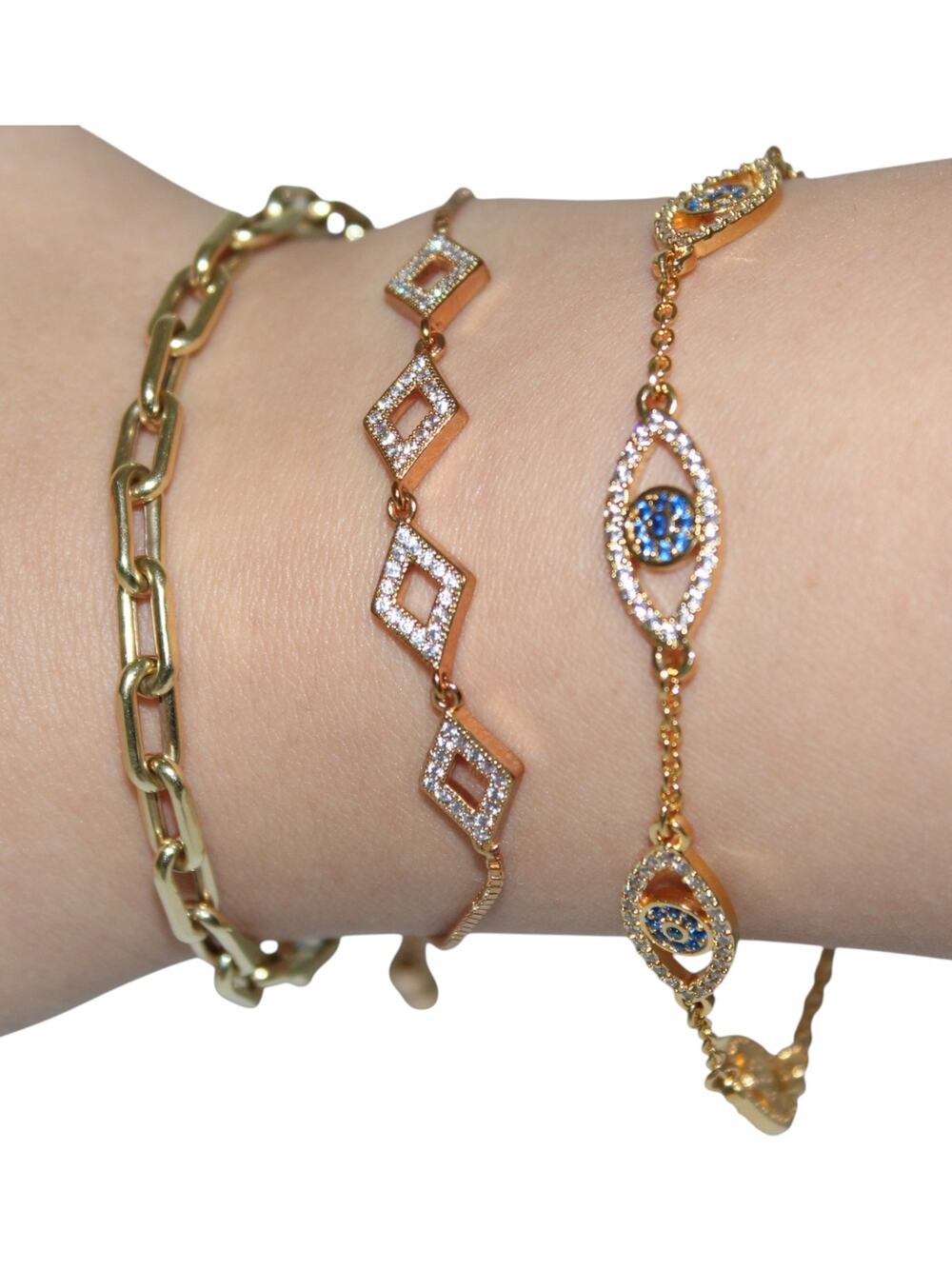 Slide Adjustable Bracelet Rose Gold Tone w/ Crystals